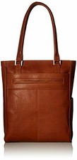 Piel Leather Vertical Laptop Tote, Saddle, One Size
