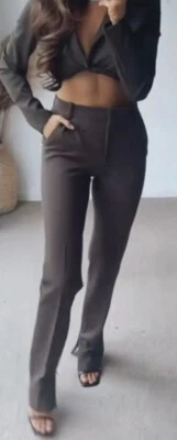 Zara  Khaki Brown Trousers Size Medium NWT - Image 1 of 4