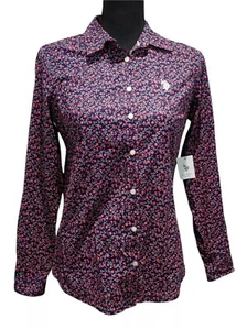 Damen US Polo Assn Shirt XS Knopfleiste Blumenmuster Langarm Baumwolle Kragen - Bild 1 von 12
