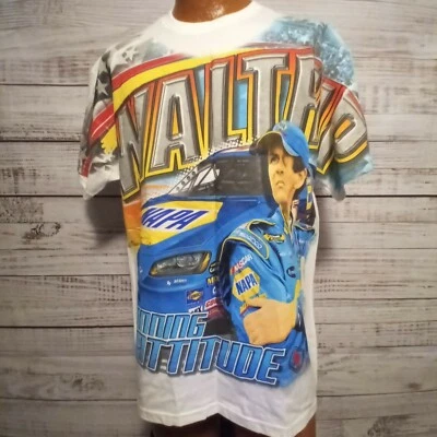 Vintage Michael Waltrip T Shirt Mens Large White #55 Nascar All Over Print NWOT - Image 1 of 4