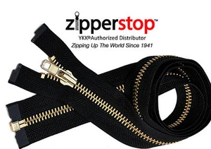 14" bis 48" #5 Messing Trennmantel Reißverschlüsse YKK ~ ZipperStop - SCHWARZ - Bild 1 von 1