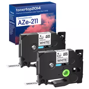 2 PIEZAS TZ 211 TZe211 cinta etiqueta negra sobre blanca para Brother P-touch PT1280 1/4" 6 mm - Imagen 1 de 18