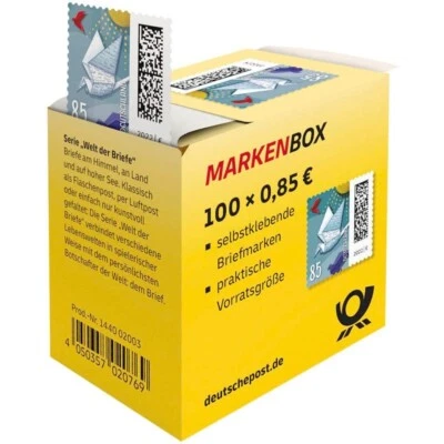 100 Stück 0,85€ EUR Markenbox 85 Cent Postfrische Selbstklebende Briefmarken Neu - Bild 1 von 2