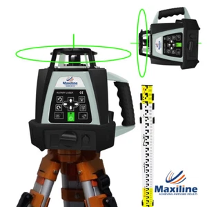 Auto Self-leveling Rotating Rotary Laser Level w Tripod Staff Green 201G Video - Picture 1 of 10
