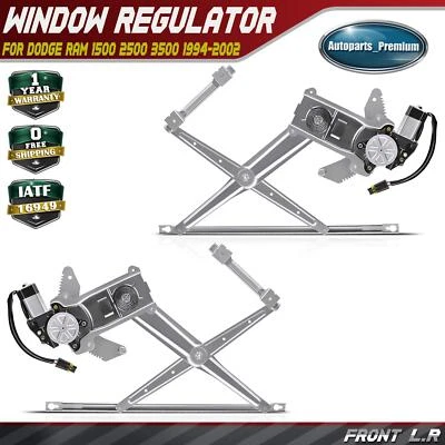 2x Window Regulator w/ Motor for Dodge Ram 1500 2500 3500 94-02 Front Left&Right - Image 1 of 4