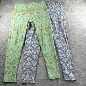 Lularoe Muster Leggings Paket OS blau grün Blumen bequem weich 2er Pack Stretch - Bild 1 von 11