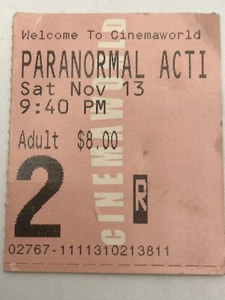 Vintage Sammlerstück 13.11.09 Paranormal Activity Movie Ticket CinemaWorld - Bild 1 von 2