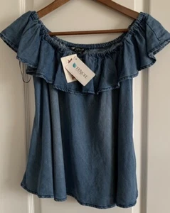 Velvet Heart Womens Size Small Blue Off The Shoulder Sleeveless Blouse - Picture 1 of 8