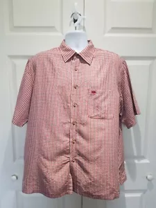Camisa Palm Beach XL 46-48 Hombre Mangas Cortas Botones Frontal Rojo Cuadros Calce Clásico - Imagen 1 de 8