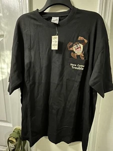 VTG NWT 90's Taz Looney Tunes Hot Tempered Here Comes Trouble L Unisex USA - Picture 1 of 7