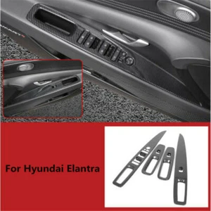 For Hyundai Elantra 2021-2023 Carbon Fiber ABS Window Lift Panel Switch Trim 4Pc - Picture 1 of 7