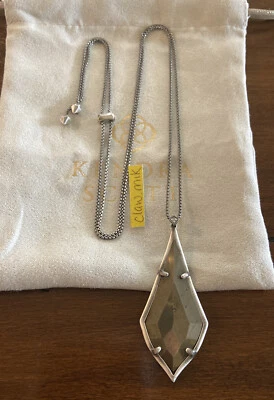 Nuevo Collar Colgante Ajustable Kendra Scott Damon Pirita Plata Antigua Foto 1 de 4