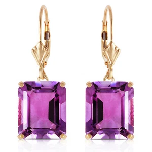 13 Carat 14K Solid Gold Leverback Earrings Amethyst - Picture 1 of 2