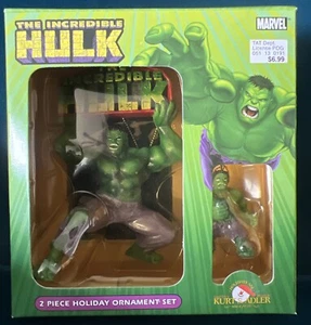Kurt Adler The Incredible Hulk Mavel 2 Piece Xmas Holiday Ornament Set 2003 - Picture 1 of 7