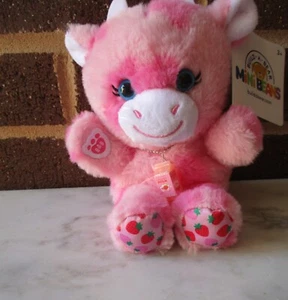 Build-A-Bear Mini Frijol Fresa Vaca 7 "Rosa/Manchas + Dije de Leche de Fresa - Imagen 1 de 4