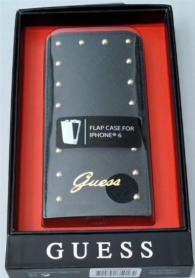 Custodia Flip Guess Imbottito Nero Custodia Cellulare Cover Apple IPHONE 6 6s - Immagine 1 di 1