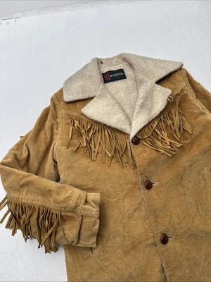 Vintage McGregor Jacket Mens 42 Brown Corduroy Fringe Western Sherpa Lined - Image 1 of 4