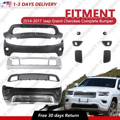 Complete Front Bumper Kit W/Fog Lights Fit 2014-2016 Jeep Grand Cherokee Foto 1 de 4