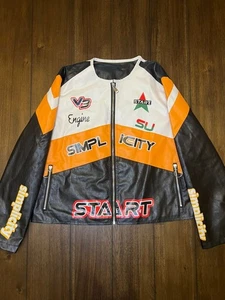 Chaqueta de gran tamaño con detalle de motocross EGO en cuero sintético negro talla XL - Imagen 1 de 3