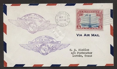 U.S.FFC TO MEXICO cds SAN ANTONIO TEX.1928 TO LAREDO TEX. - Image 1 of 3