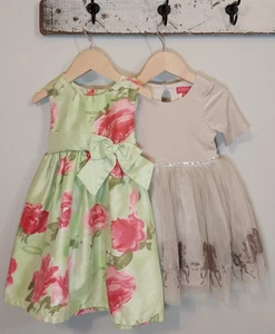 Lote 2 Vestidos Especiales Niño Pequeño 2T Floral Terciopelo Tul Unicornios Elegante Fiesta Iglesia - Imagen 1 de 15