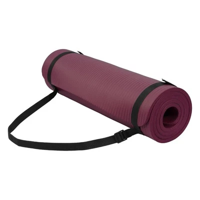 Fitvids 1/2" Grueso Estera de Yoga para Ejercicio de Alta Densidad, Correa de Transporte, Vino Profundo Foto 1 de 4