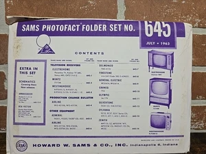 SAMS Photofact Folder Set NO. 645 July 1963 Electrohome Muntz Westinghouse - Picture 1 of 11