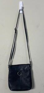 Bueno Black Leather Crossbody Shoulder Bag Purse Adjustable Strap Zip Pockets - Picture 1 of 14