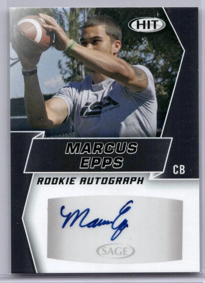 2019 Marcus Epps Sage Hit Black Premier Draft Rookie Autograph Card# A59 - Image 1 of 2