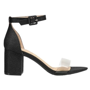 CL by Laundry Jazz Clear Strap Block Heels Womens Black, Clear Dress Sandals IJ - Picture 1 of 5