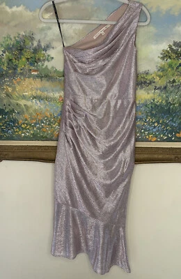 RACHEL Rachel Roy Asymmetric Sequin Sparkling Snake Pattern Evening Flare Dress - Image 1 of 4