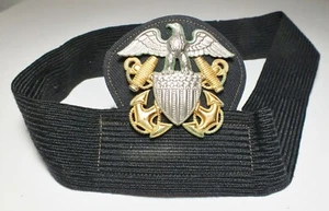 WWII US NAVY OFFICER’S HAT BADGE-Sterling Silver & 1/20th 10K Gold Authentic - Picture 1 of 6