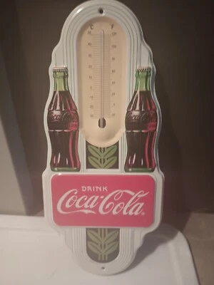 2009 Coca Cola Double Bottle Indoor Thermometer Sign 16 Inch - Image 1 of 4