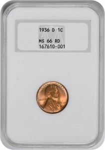 1936-D Lincoln Cent MS66RD NGC - Picture 1 of 2