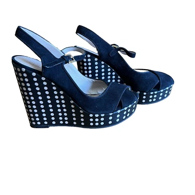 Sandalias de cuña Tory Burch alpargatas 8,5 M negras de gamuza con tira trasera Foto 1 de 4