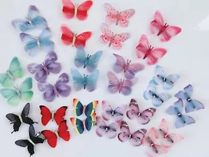 2 Women Girl Fairy Fancy Lace Woodland Party BUTTERFLY Wing Head Hair Clips pin - Picture 1 of 37