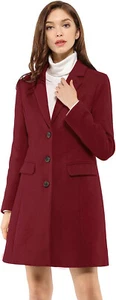 NWT $75 MED Allegra K Women's Notched Lapel Single Breasted Outwear Winter Coat - Picture 1 of 5
