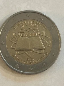2007 Greece 2 Euro - Bi-Metallic Coin - 50th Anniversary of the Treaty of Rome - Picture 1 of 2