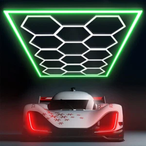 6500K con marco exterior LED iluminación hexagonal taller estudio garaje 14 rejilla - Imagen 1 de 20