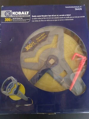 BRAND NEW Kobalt Extra Long 300 ft  Fiberglass Tape Measure Reel 300' - Image 1 of 4