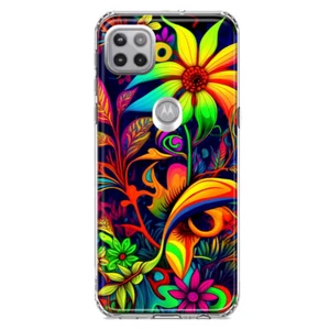 For Motorola One 5G Ace Shockproof Case Psychedelic Hippie Daisy Flowers - Picture 1 of 6