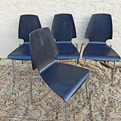 Juego De Colección De 4 Silla Ikea Vilmar 1999 Negra Diseñadora Johanna Jelinek Foto 1 de 4