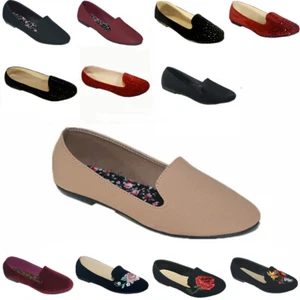 Nuevos Mujeres Ballet Zapatos Planos Informales Confort Sin Cordones Barco Mocasines Zapatos - Imagen 1 de 42