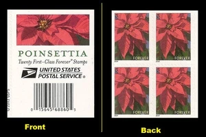 US 4816b Holiday Poinsettia F label block 4 MNH 2014 - Picture 1 of 1