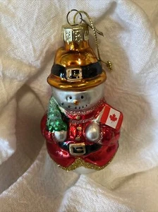 VINTAGE THOMAS PACCONI Blown Mercury Glass Christmas Tree Ornament WORLD SNOWMAN - Picture 1 of 4