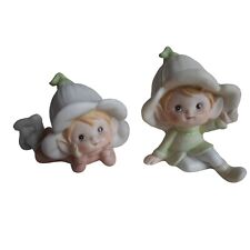 Set of 2 Vintage Pixie Elf Elves Homco Figurines Home Interiors shelf sitters
