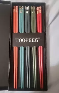 Essstäbchen 5 Paar Fiberglas Wiederverwendbar Mehrfarbig Toopeeg - Bild 1 von 3