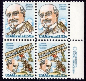 Scott #c94a (c93-94) Octave Chanute Air mail Block of 4 Stamps - MNH - Picture 1 of 2