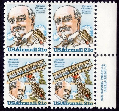 Scott #c94a (c93-94) Octave Chanute Air mail Block of 4 Stamps - MNH - Image 1 of 2