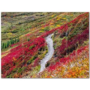 Autumn Ceramic Tile Wall Mural PT500035. 32" W x 24" H (12) 8x8 tiles - Picture 1 of 1